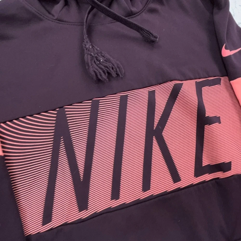 Nike Hoodie Women‎ Medium Purple Pink Sweatshirt Sweater Dri Fit Mint Spell Out