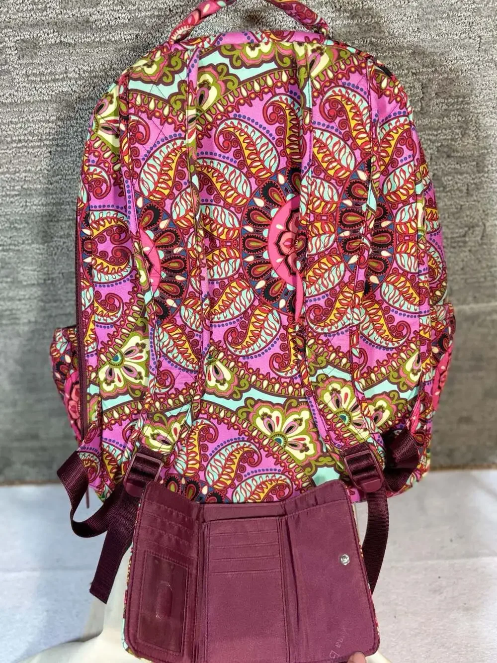 Vera Bradley 2pc Essential Quilted Backpack and wallet in Resort Medallion