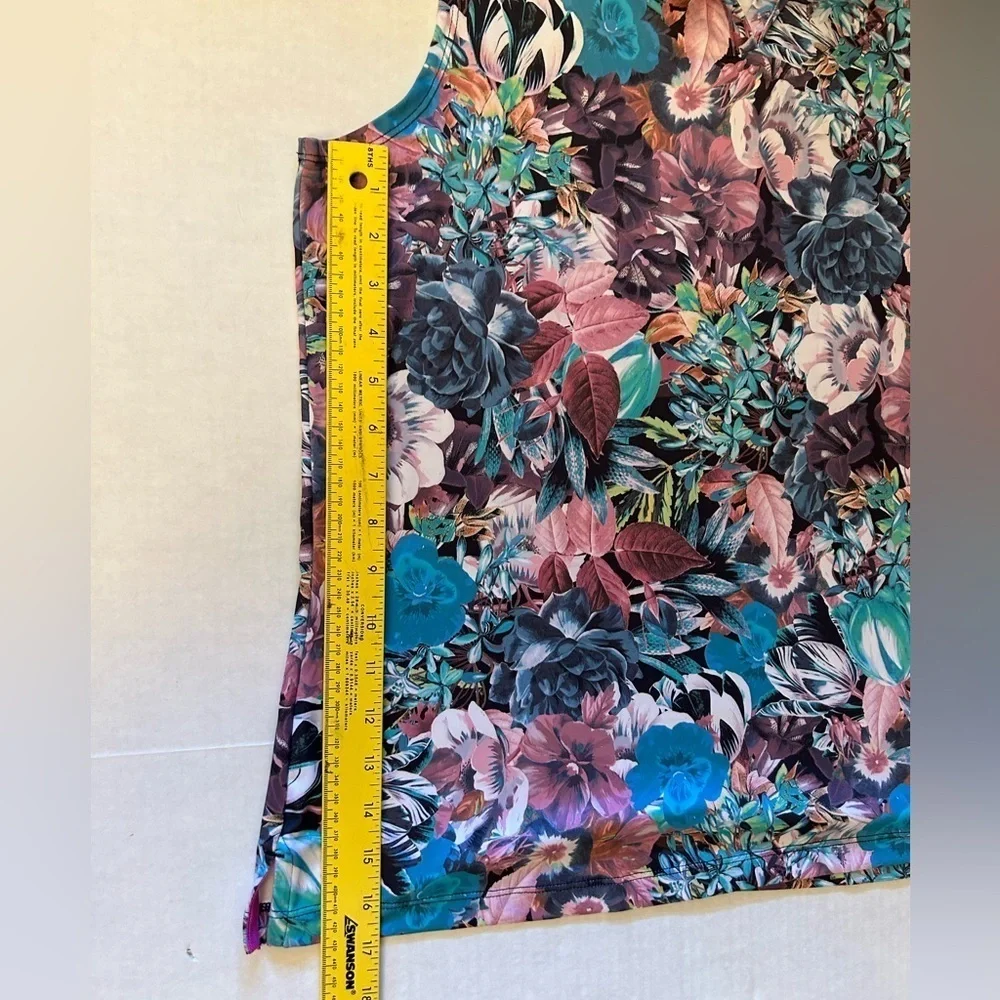 Nike Dri Fit Blue Pink floral Sleeveless‎ Polo golf Tank Top Sz-L. H18