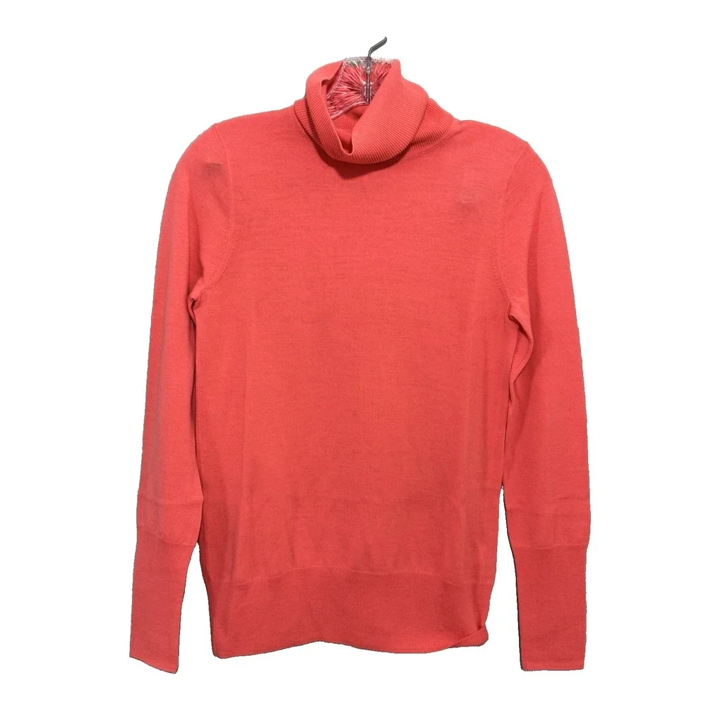 J. Crew Turtleneck Sweater Womens Preppy‎ Size Sz S Coral Merino Wool