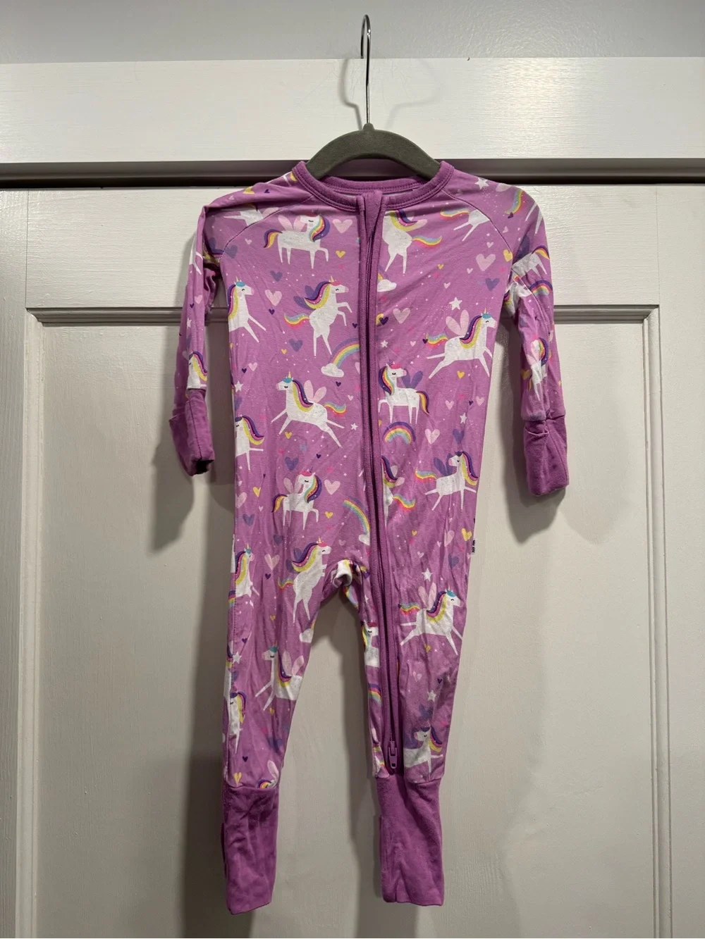 Little Sleepies Siennas Unicorns 3-6M Purple Bamboo Viscose Sleeper Pajamas Cozy