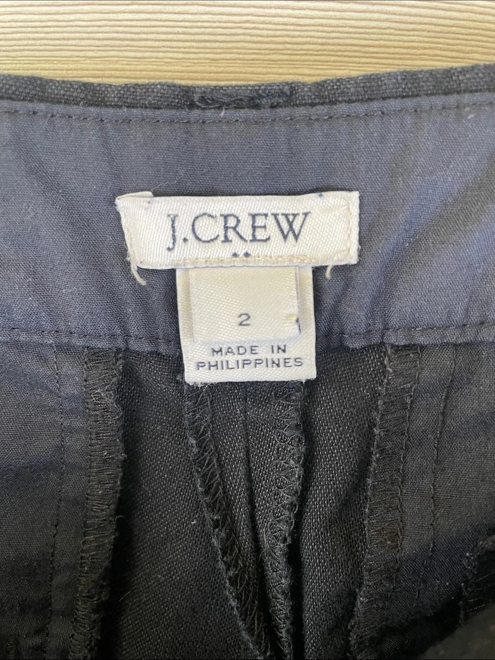 J. Crew Linen/Cotton Blend Scallop Hem Mid-Rise Black 3 1/2” Shorts Size 2