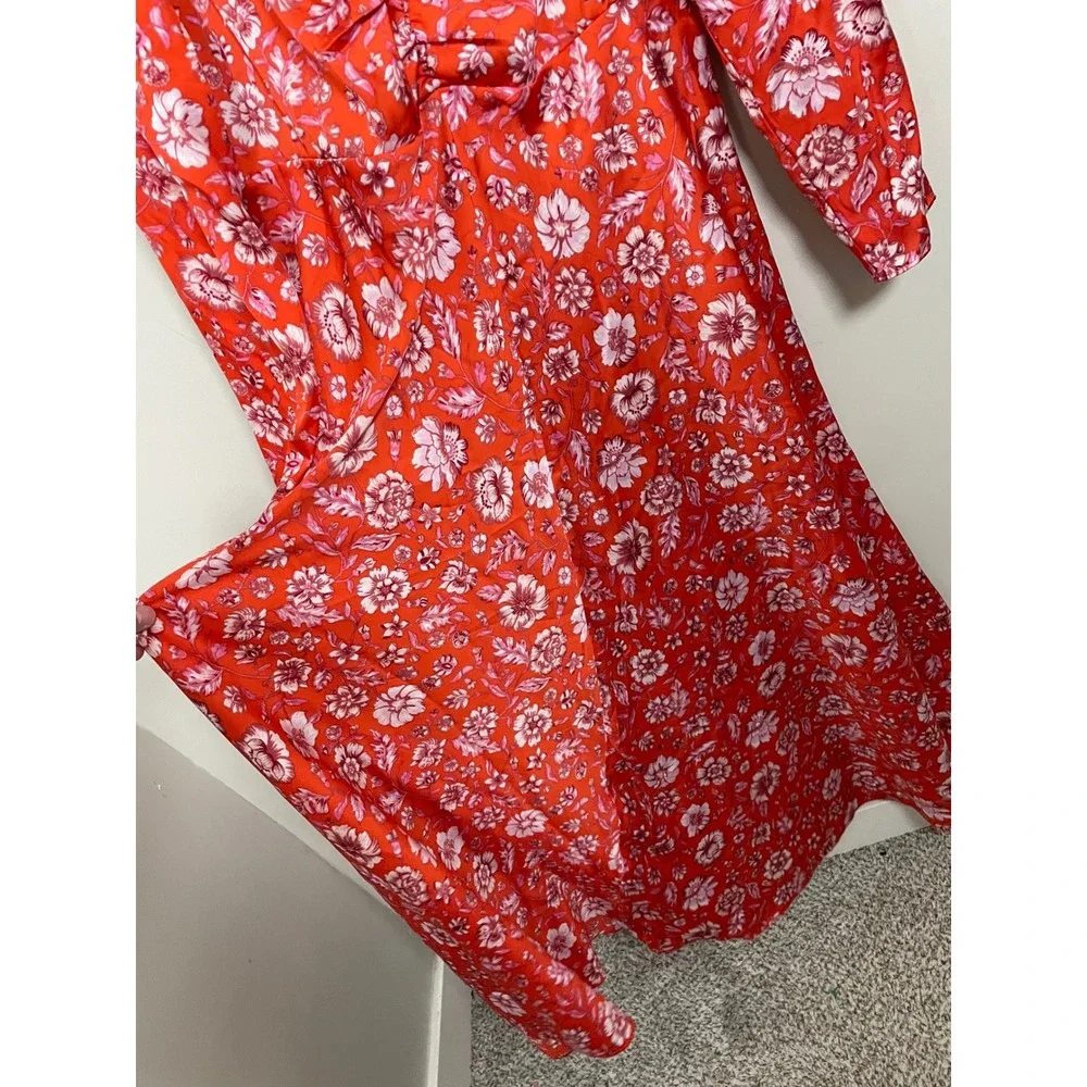 J.Crew Featherweight Satin Midi Dress in Poppy Fields Size 14 Wedding Guezt