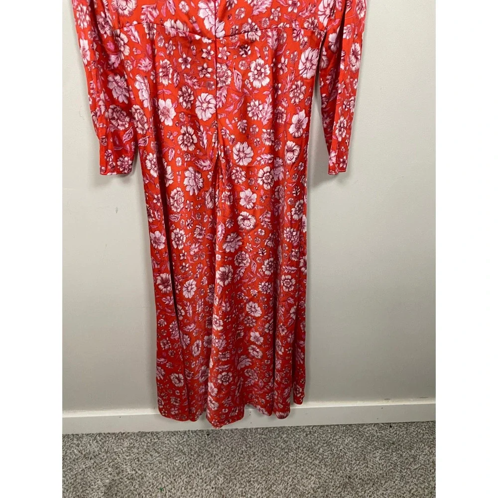 J.Crew Featherweight Satin Midi Dress in Poppy Fields Size 14 Wedding Guezt