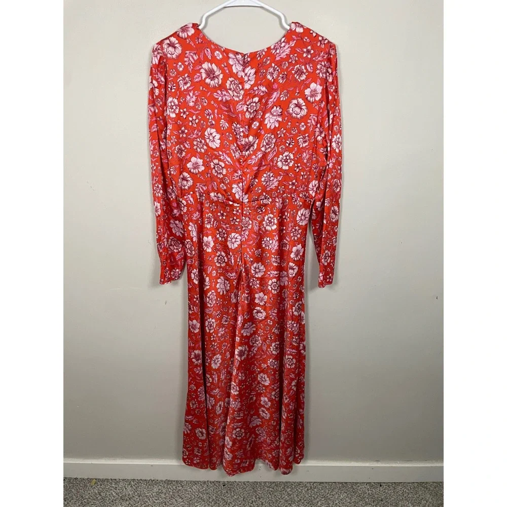 J.Crew Featherweight Satin Midi Dress in Poppy Fields Size 14 Wedding Guezt