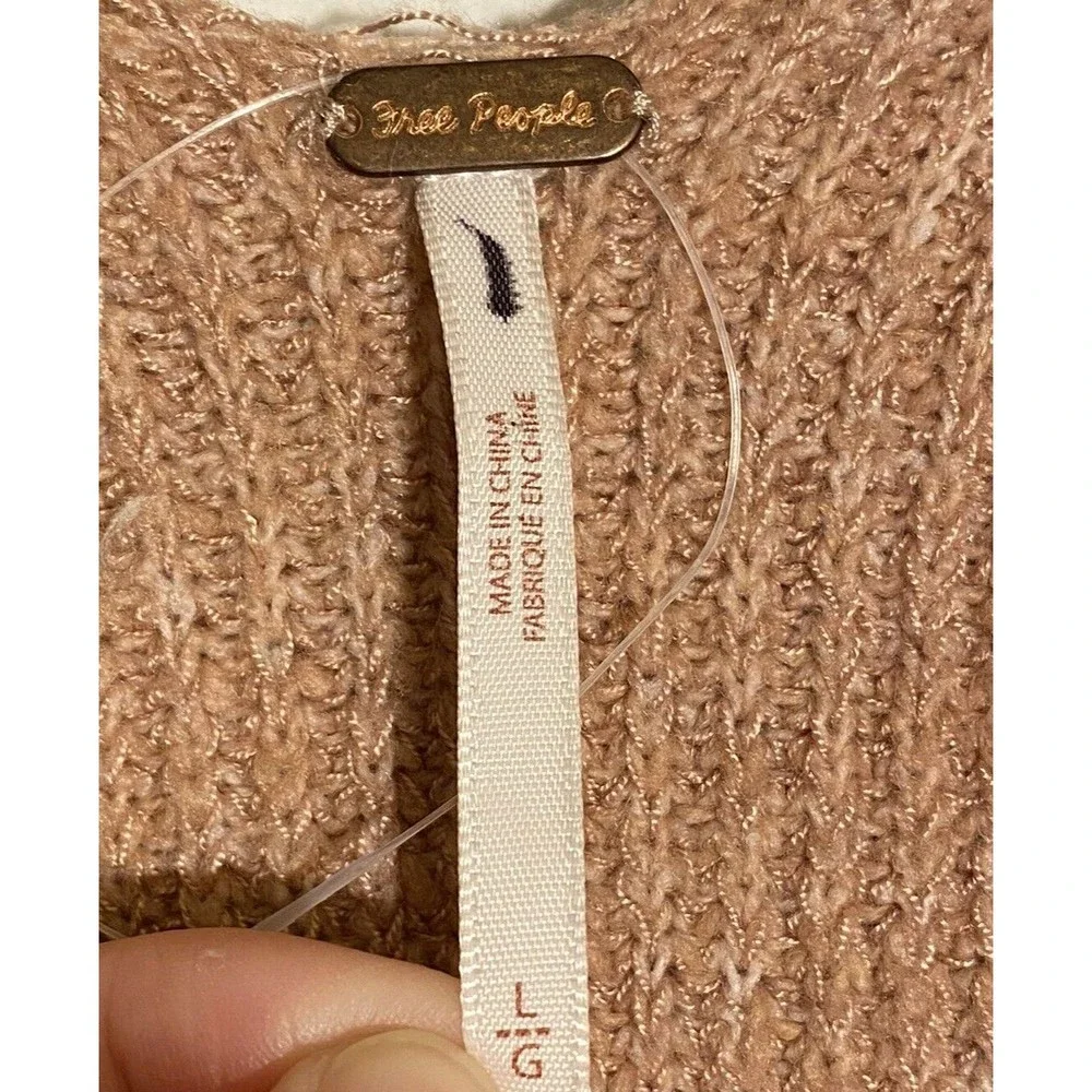 Free‎ People Sienna Pink Wrap Knit Belted Sweater Dress Large NWOT