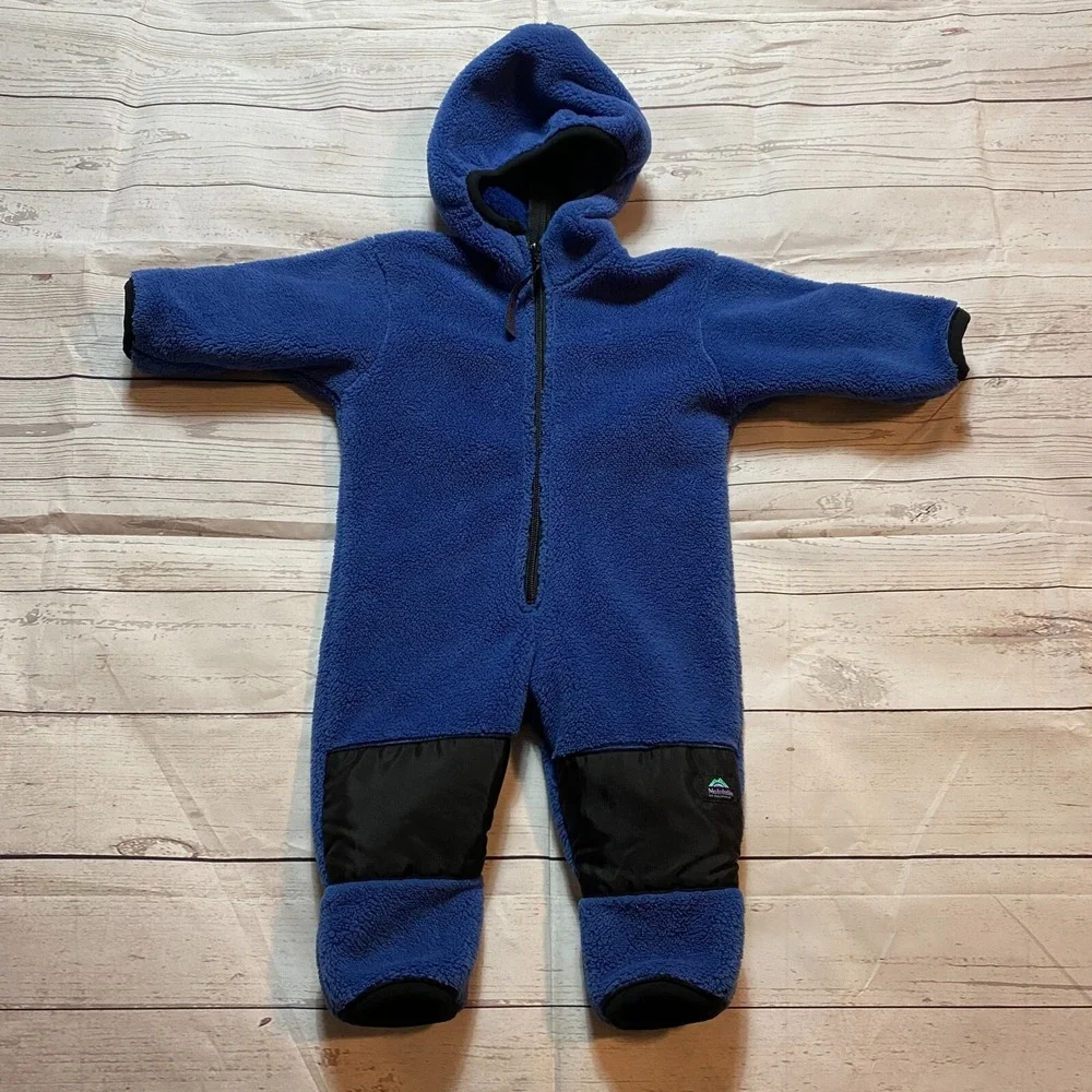 Vintage Molehill Mountain Baby Blue Snow Warm Hooded One‎ Piece Size 3-9 Months