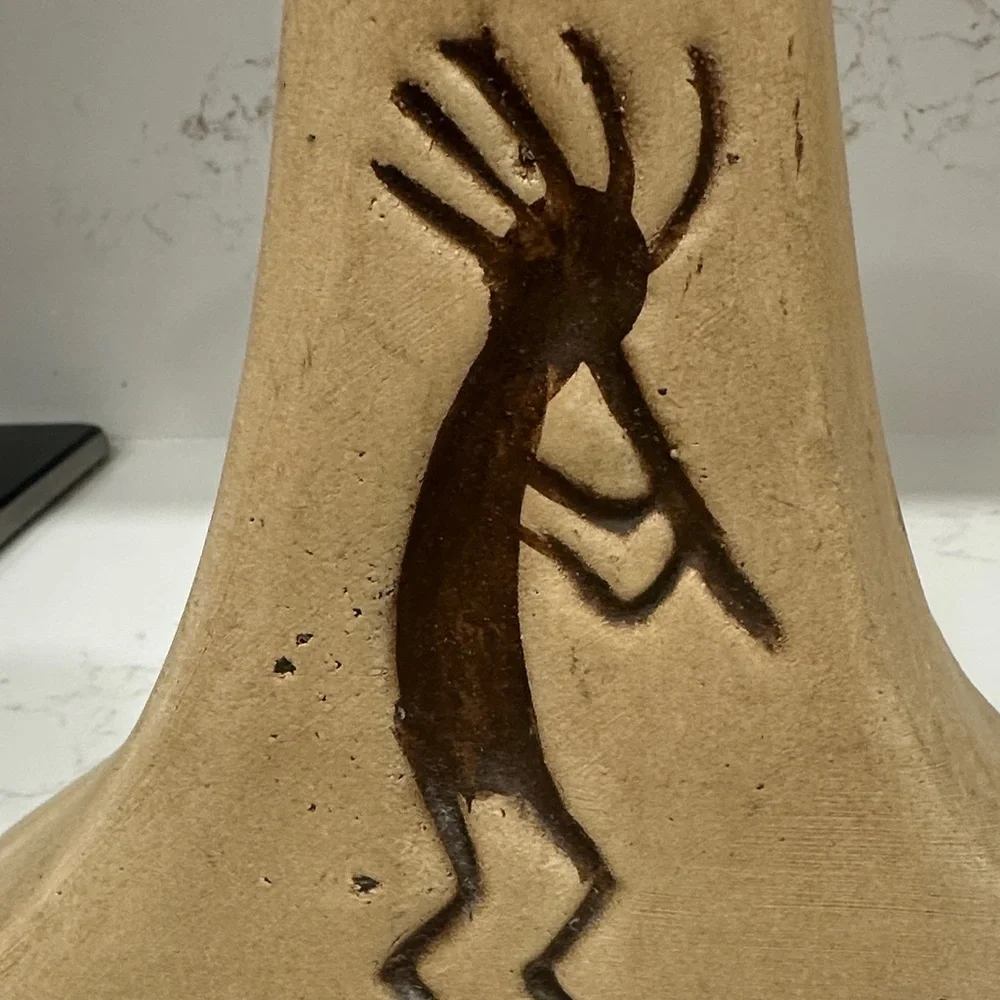 Candle Holder with Etched Kokopelli Design 12” Tall
