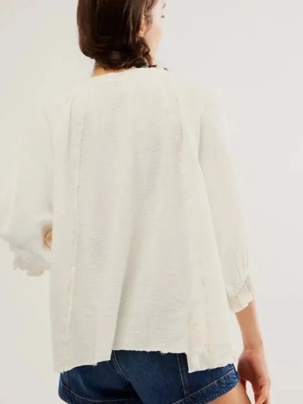 Free People We The Free Lucy Solid Swing Top Buttondown Gauze XL