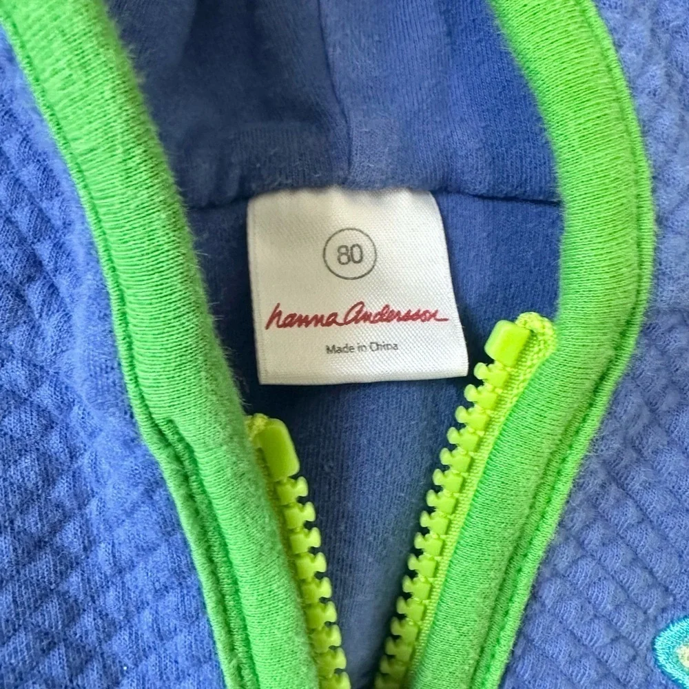 Hanna Andersson size 80 (18-24 months) frog hoodie character zip full hoodie