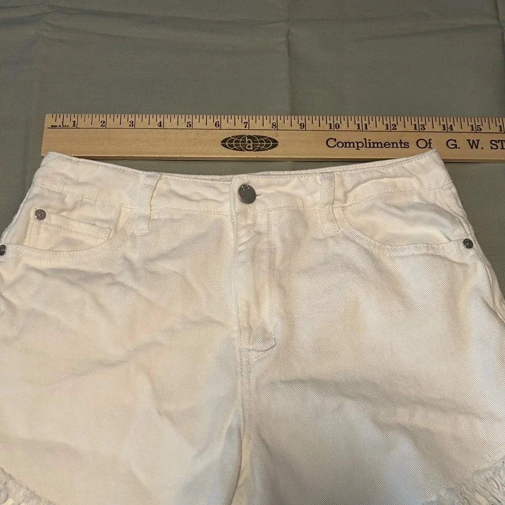 Habitual Girl White Denim High Waist Frayed‎ Hem Shorts Teen Size 16