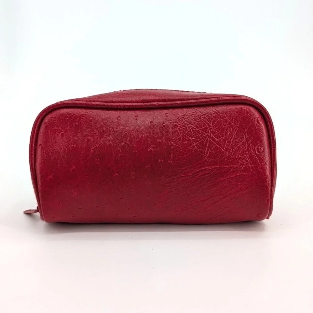 Parfums Amarige de Givenchy Red Ostrich‎ Embossed Faux Leather Cosmetic Bag