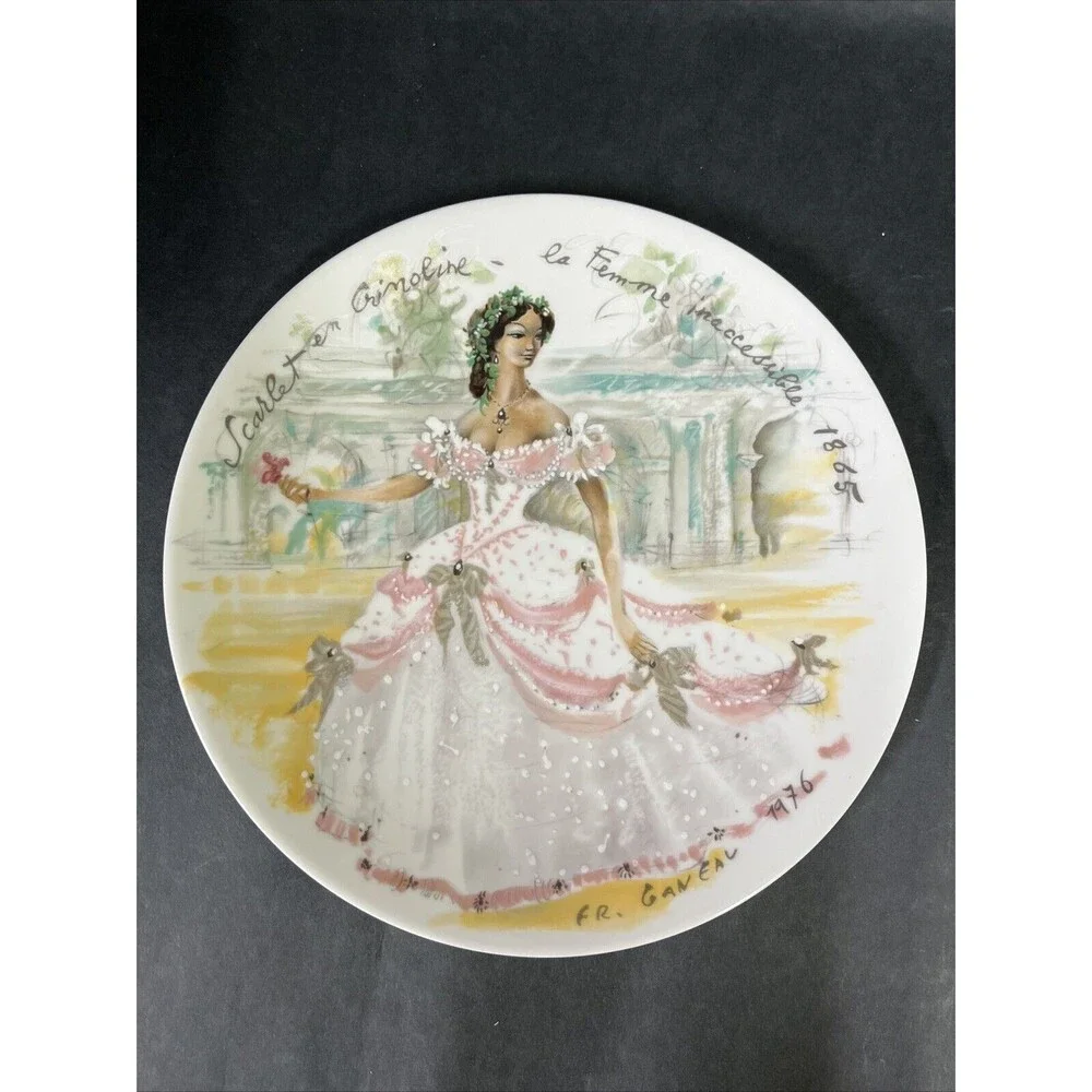 VTG 1976 Limoges France  Women of the Century Plate Scarlet en Crinoline‎ 8.25”