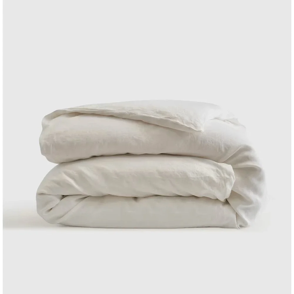 Quince European Linen Duvet Cover Full/Queen Size White DUVET COVER ONLY