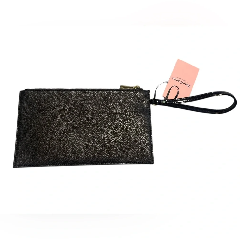 Juicy Couture Black Vegan Pebble Leather It’s A Man’s World Wristlet New W Tags