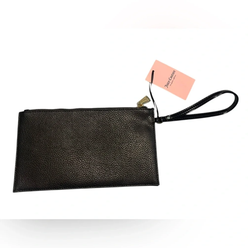Juicy Couture Black Vegan Pebble Leather It’s A Man’s World Wristlet New W Tags