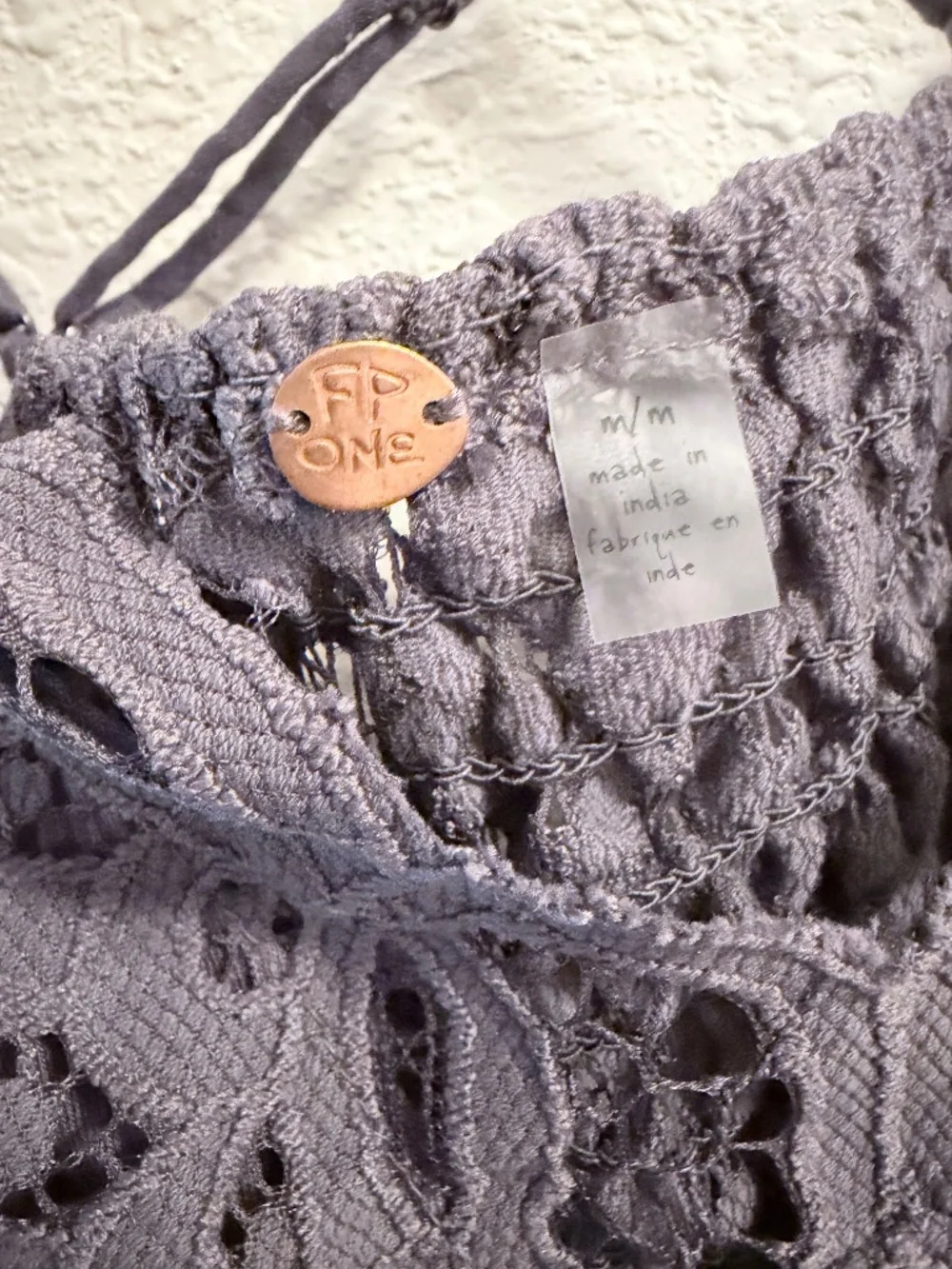 Free People Adella Lace Bralette Dark Gray Medium FP One