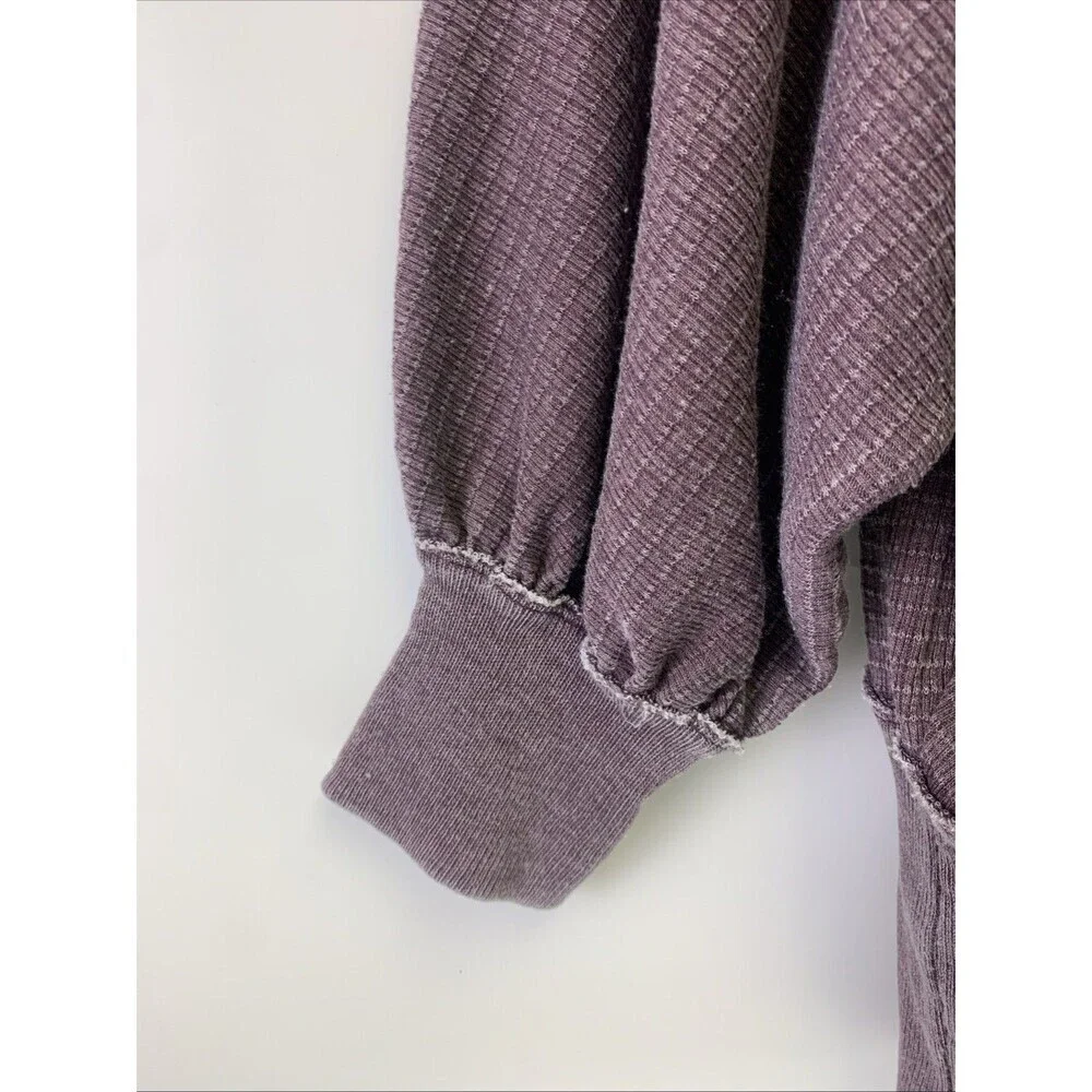 Free People Willow Thermal Top Decadent Purple OB872331 Dolman Sleeves Womens XS