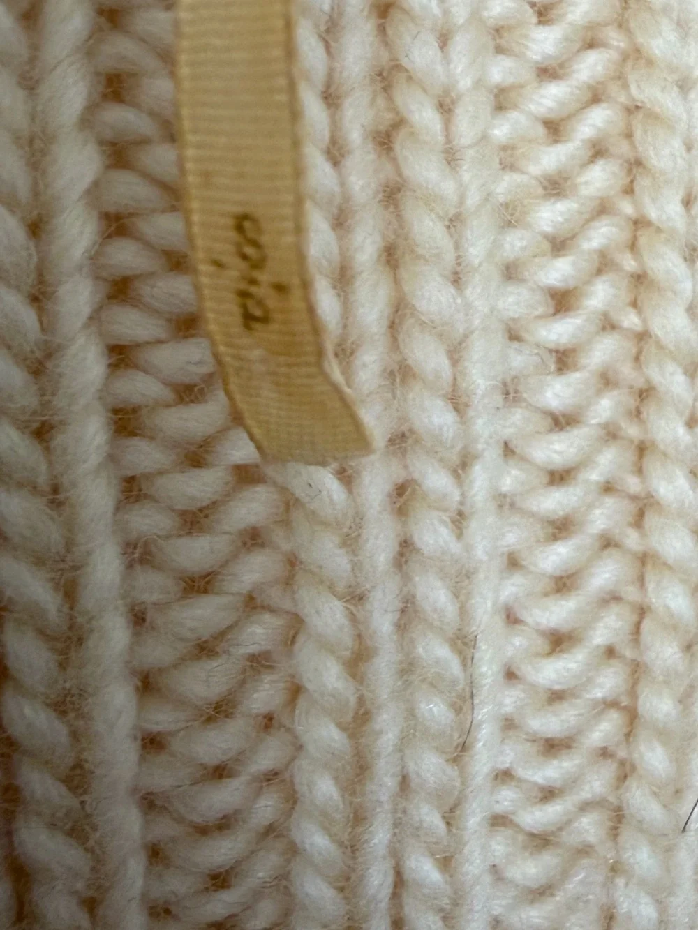Free People Cream Knit V-Neck Button Cardigan with Yellow Trim Size Small