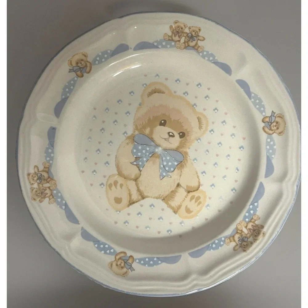 Set of 4 Vintage Tienshan Country Bear Theodore Teddy Stoneware 8