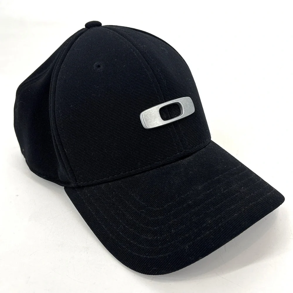 Oakley Metal Gascan Hat Mens A-Flex Stretch Fit Baseball Cap Casual Blk Size S/M