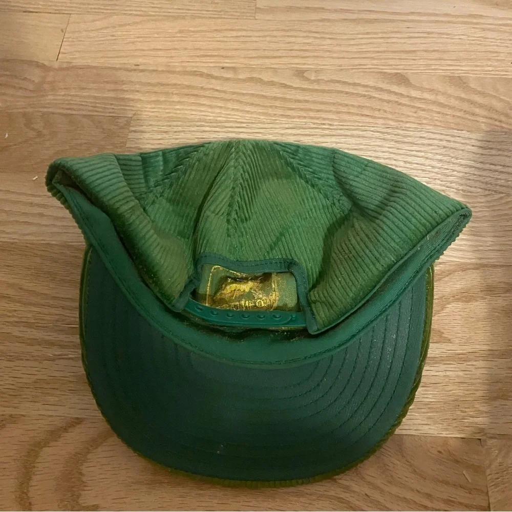 Vintage John Deere Corduroy Hat Falls Farm & Garden Equipment Snap Back USA