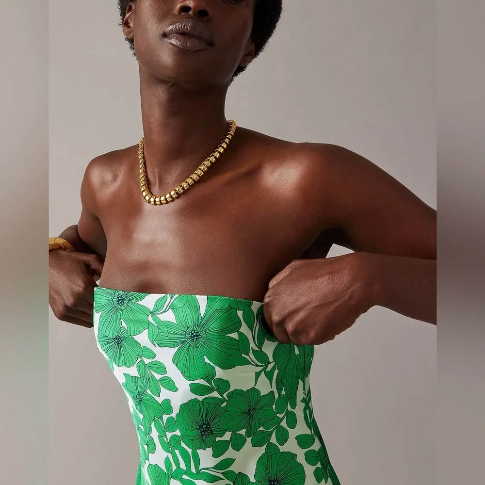 J.Crew Collection strapless slip dress in greenhouse floral print BU272