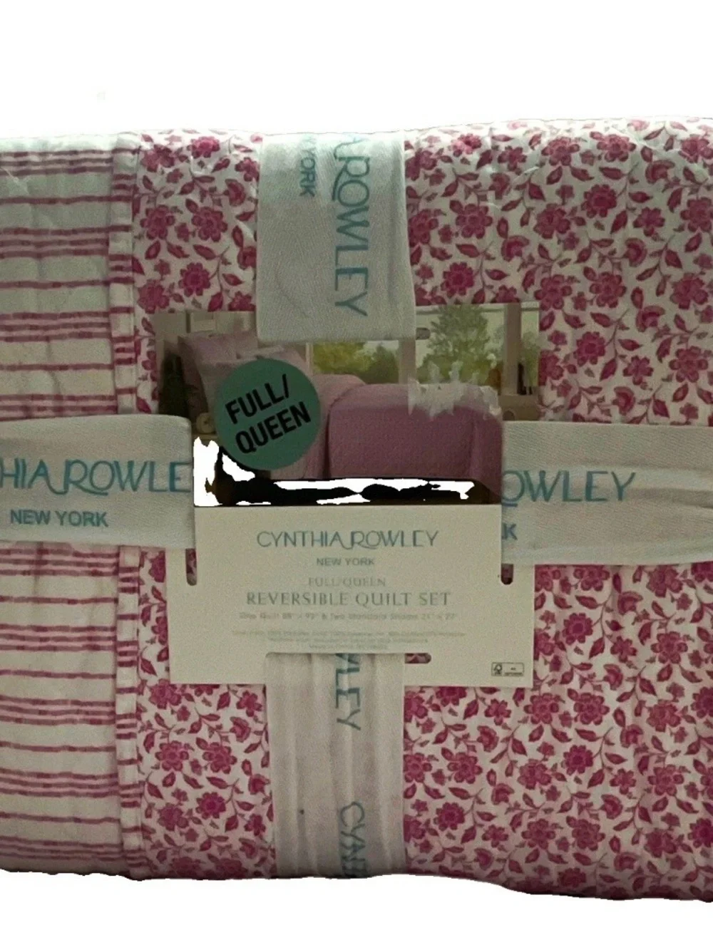Cynthia Rowley Pink Floral Reversible Quilt Set