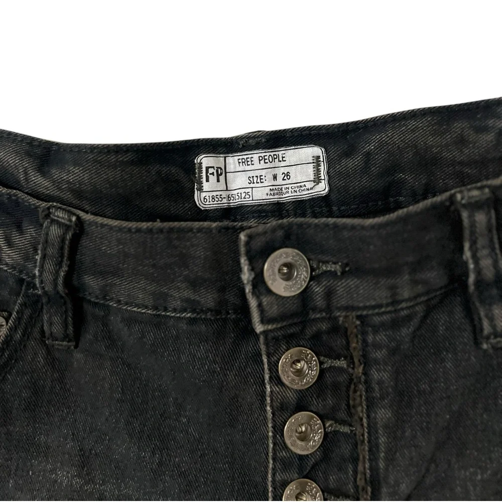 FREE PEOPLE Shark Bite Black Distressed Jean Denim Shorts