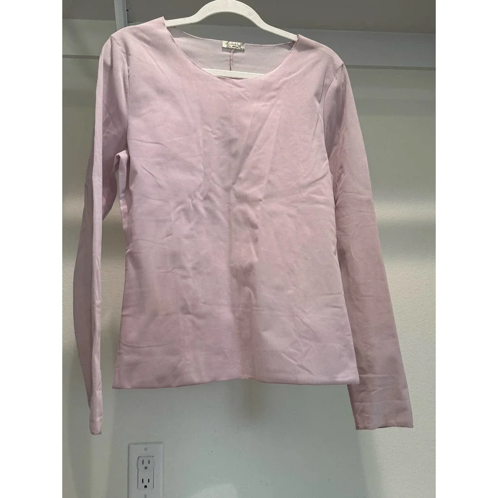 Intimately‎ Free People Velvet Mesh Long Sleeve Shirt Size XL Light Pink