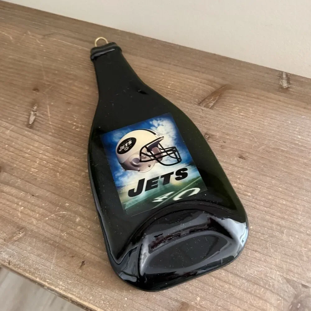 Flat Melted Beer Vine Bottle NFL NY Jets Wall Decor