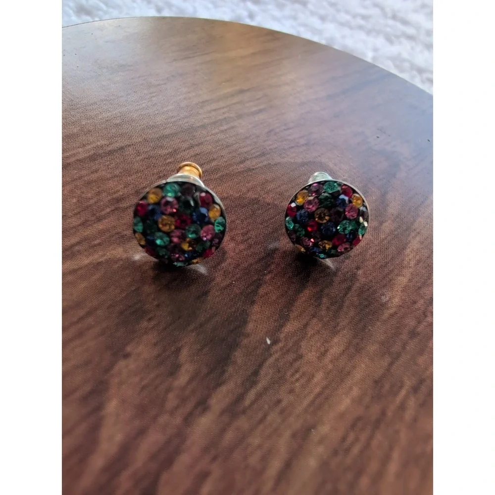 Lovely Confetti Colors CZ 925 Sterling‎ Silver Round Stud Earrings