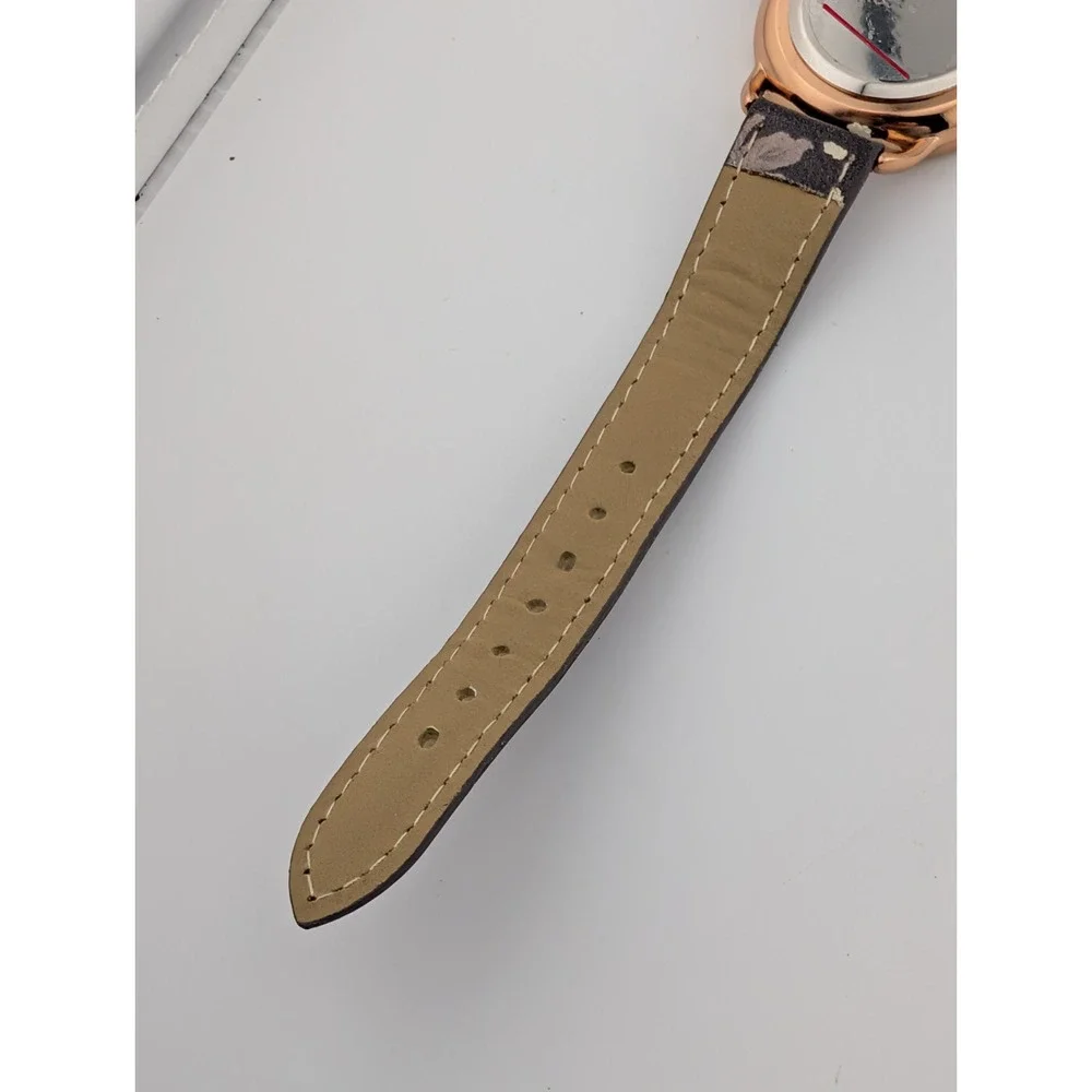 Kessaris Watch Women 33mm Rose Gold Case MOP Dial Floral‎ Band- New Battery