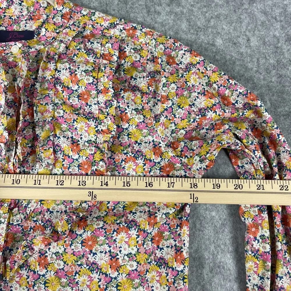 J.Crew Liberty London Band Collar Ruffled Shirt Womens‎ XS Libby Floral Cotton