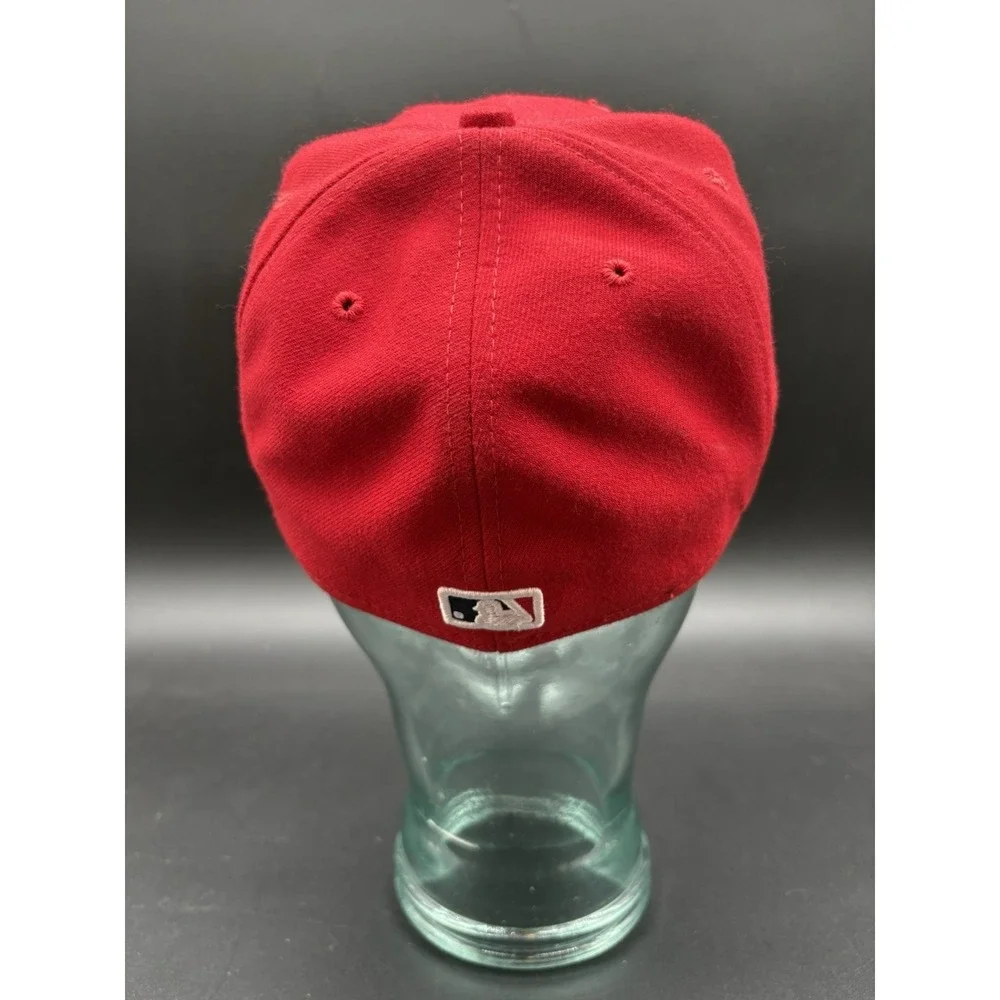 New Era Cleveland Indians MLB Hat Mens 7 1/2‎ Red Excellent Fitted Wool Cap