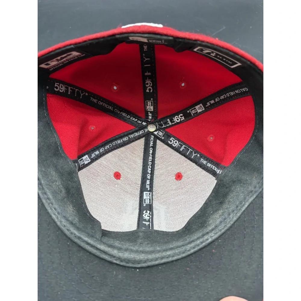 New Era Cleveland Indians MLB Hat Mens 7 1/2‎ Red Excellent Fitted Wool Cap