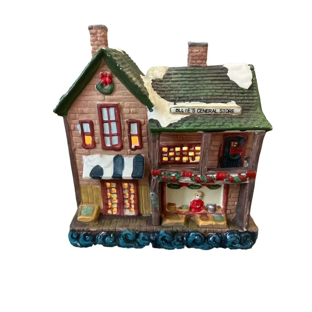 Christmas Streets Porcelain Lighted House Billie's General Store‎ 2005