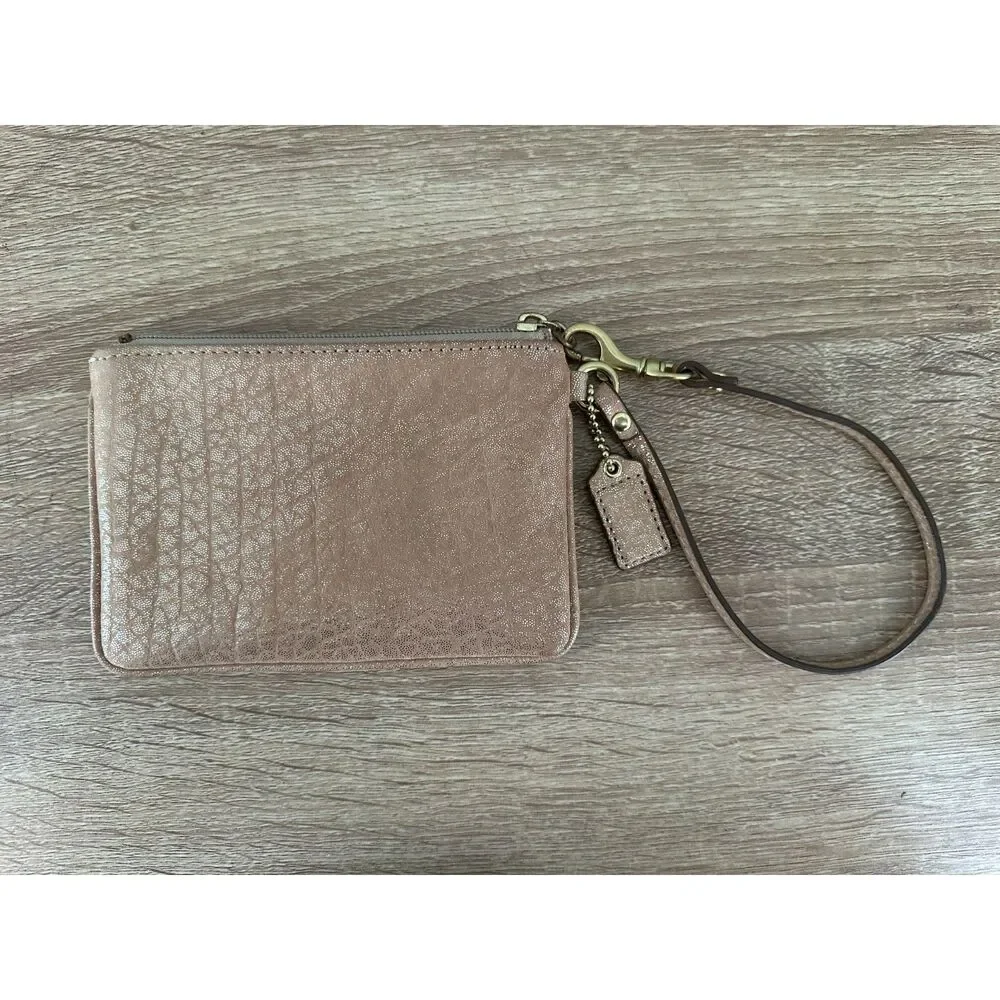 Coach 44381 Madison Gold Shimmer Leather Small Wristlet Wallet 4