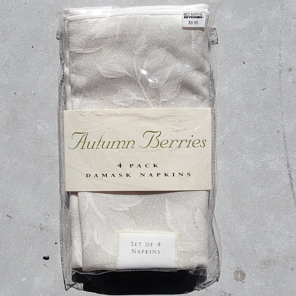 Damask Cotton Fabric Napkins 4-Pack NEW Brownstone‎ Gallery Autumn Berries
