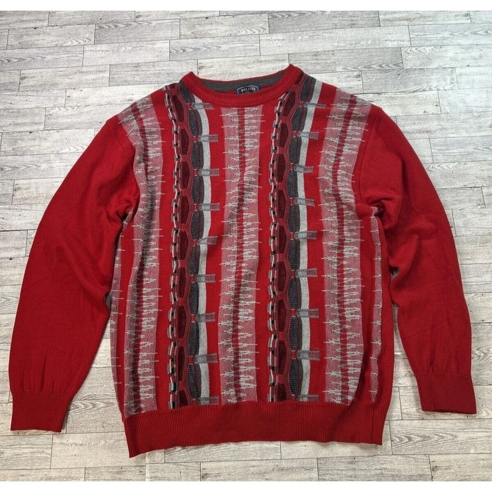 Pelleti Red Abstract‎ Knit Sweater – Men's 2XL