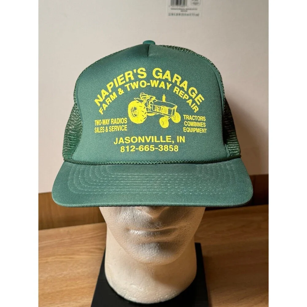Vintage Napier’s Garage Farm Repair Jasonville Indiana Trucker Snapback‎ Hat