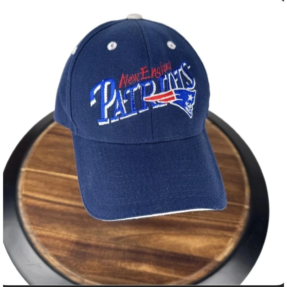 NFL‎ New England Patriots Hat Mens OSFA Navy Blue Wool Blend Baseball Cap VTG