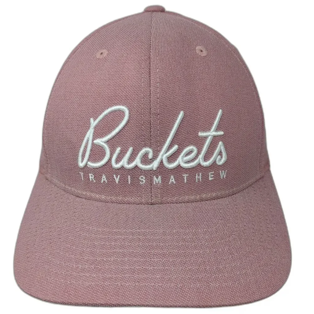 TravisMathew Snapback Hat Pink One Size Buckets Golf Pattern Undervisor Flexfit
