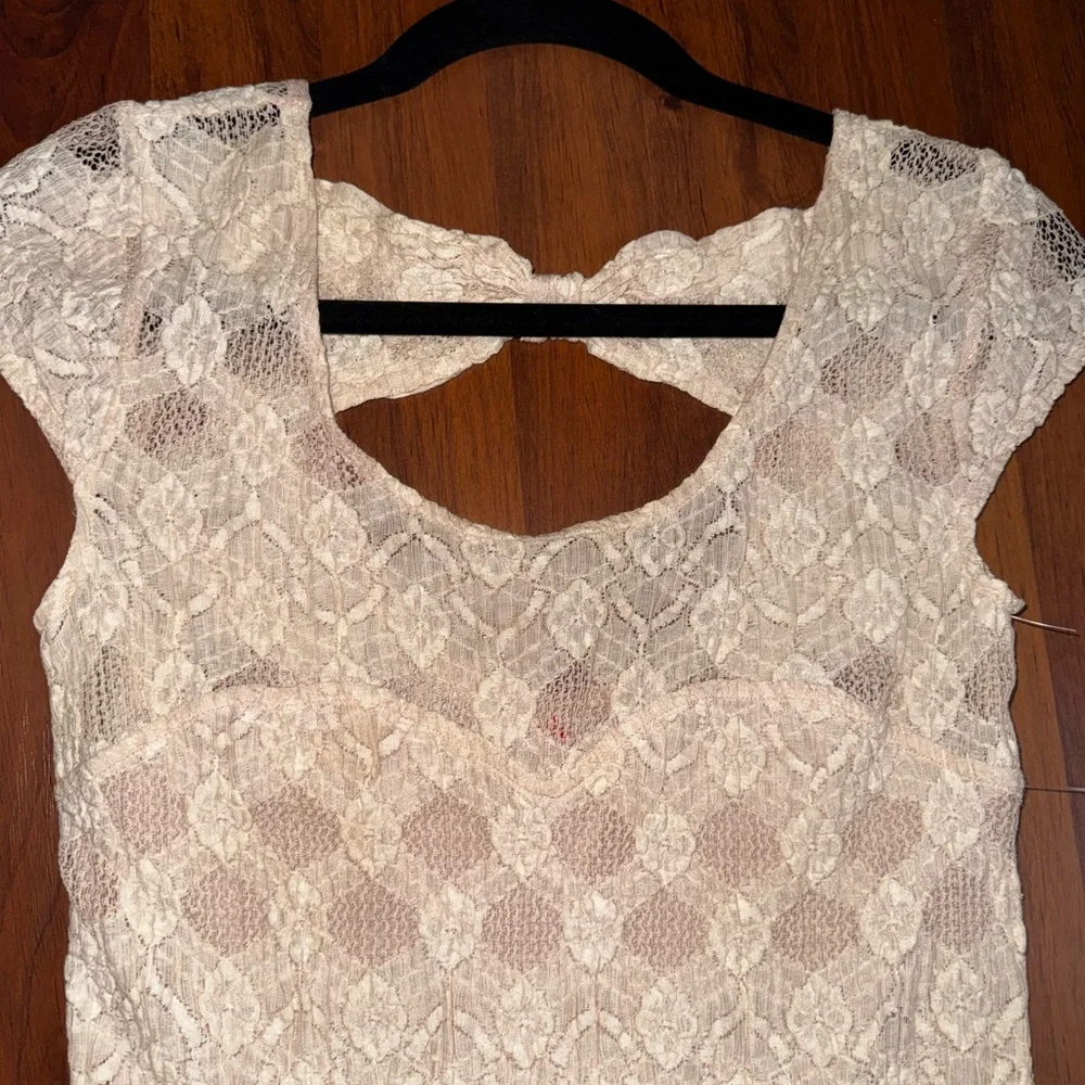 Free People Cream Lace Boho Mini Dress Size XS