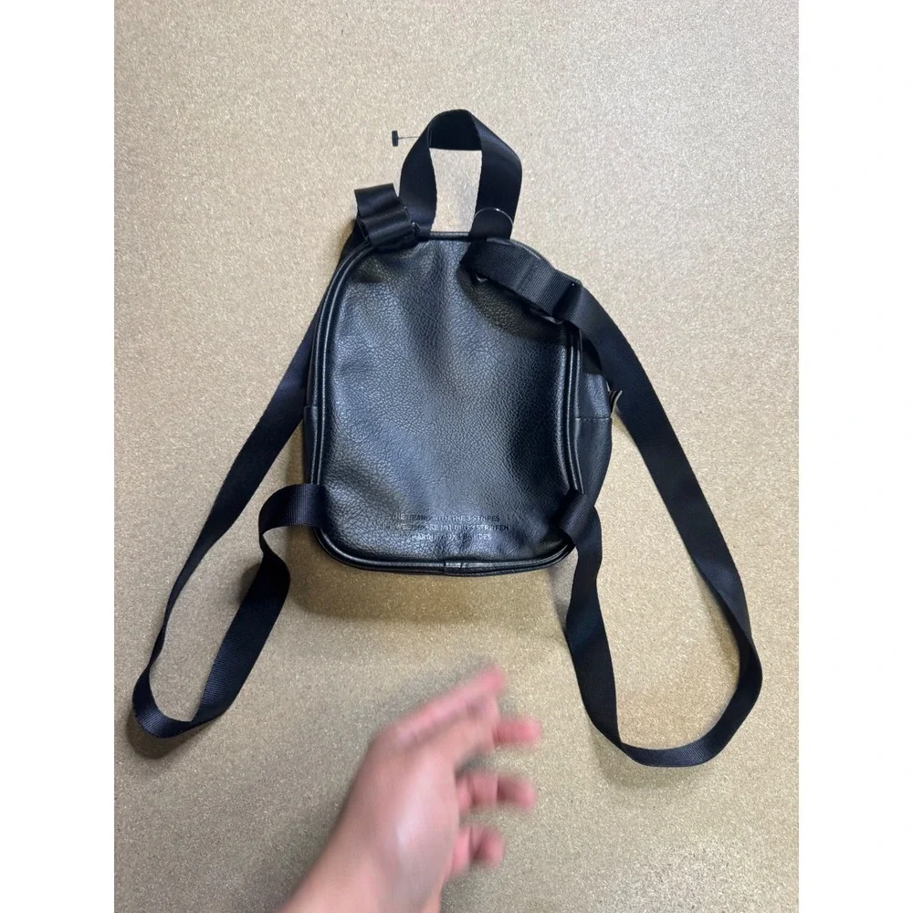 Adidas Originals Mini Backpack‎ Black Faux Leather Gold Trefoil Logo Small Bag