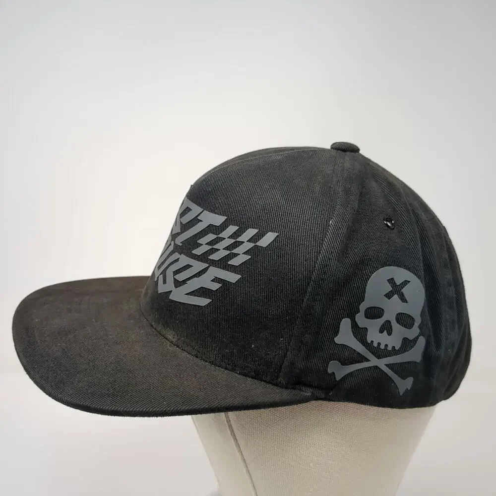 Fasthouse Snapback Hat Black One Size Skull Checkered Flag Cotton Graphic