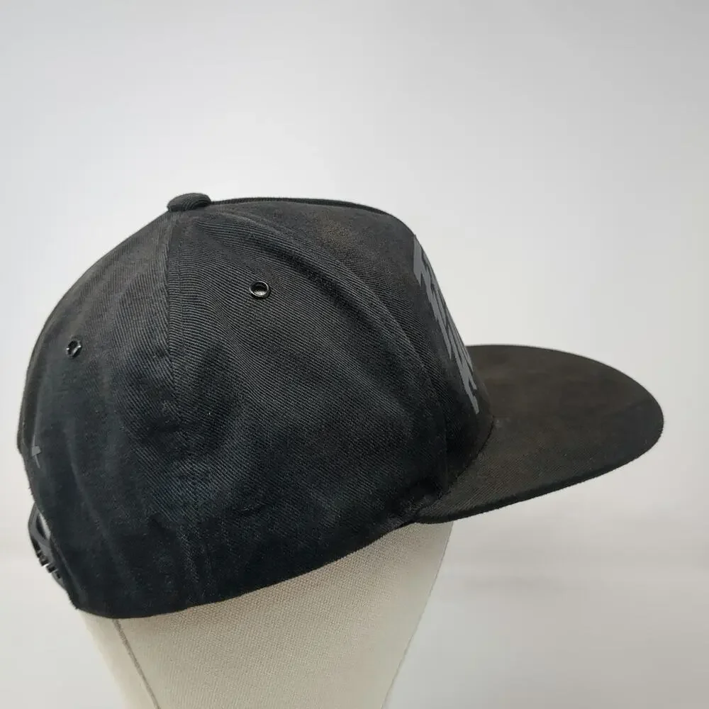 Fasthouse Snapback Hat Black One Size Skull Checkered Flag Cotton Graphic