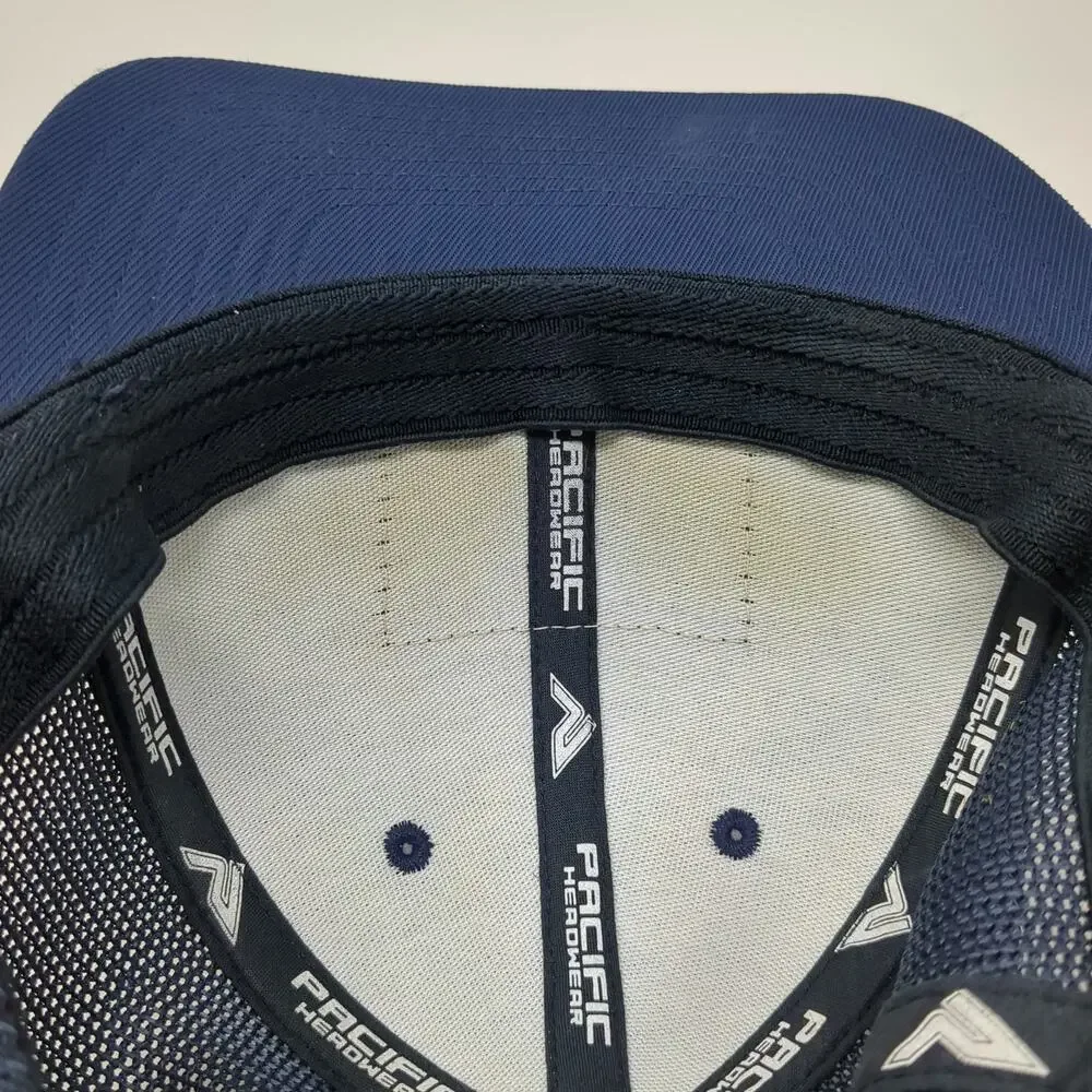 Pacific Headwear Baseball Cap Blue Brown Size 8 Rick Lane Construction Mesh Hat