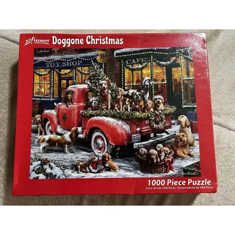 Vermont Christmas Company Jigsaw Puzzle Doggone Christmas - 1000‎ Piece NEW