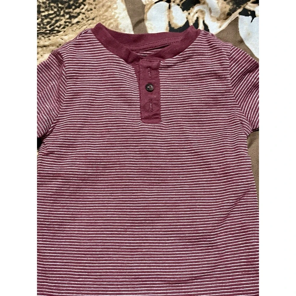 Toddler Boy 18mo Maroon Garanimal & Blue Plaid One‎ Pc Ocean+coast